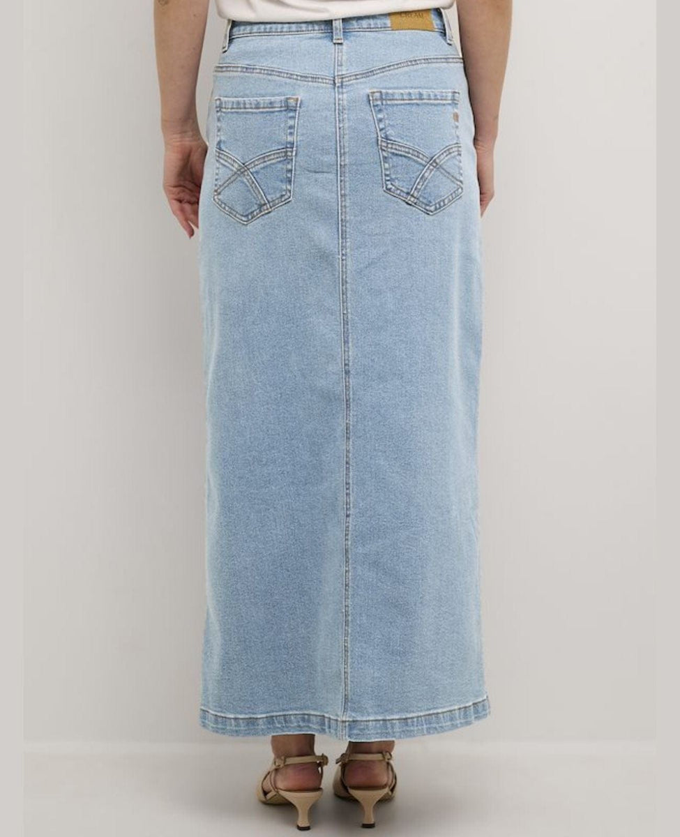 Pale blue best sale denim skirt