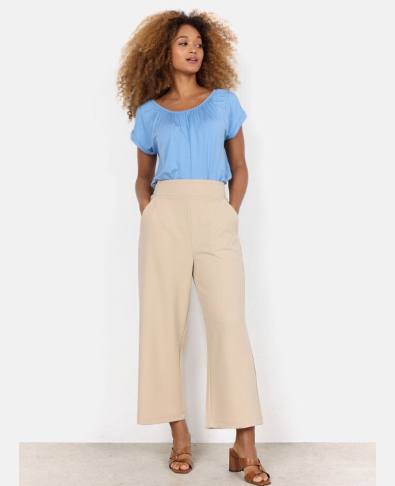 Marciano Forever Young Scalloped Bandage Top + Aly Belted Wide-Leg Pant